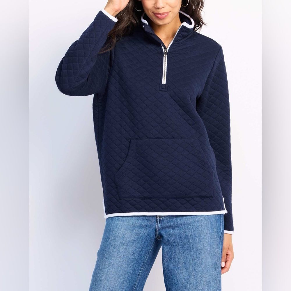 MARKET & SPRUCE
Lisa Quilted Fleece Half Zip Pullover navy LP stitch fix‎ nwt